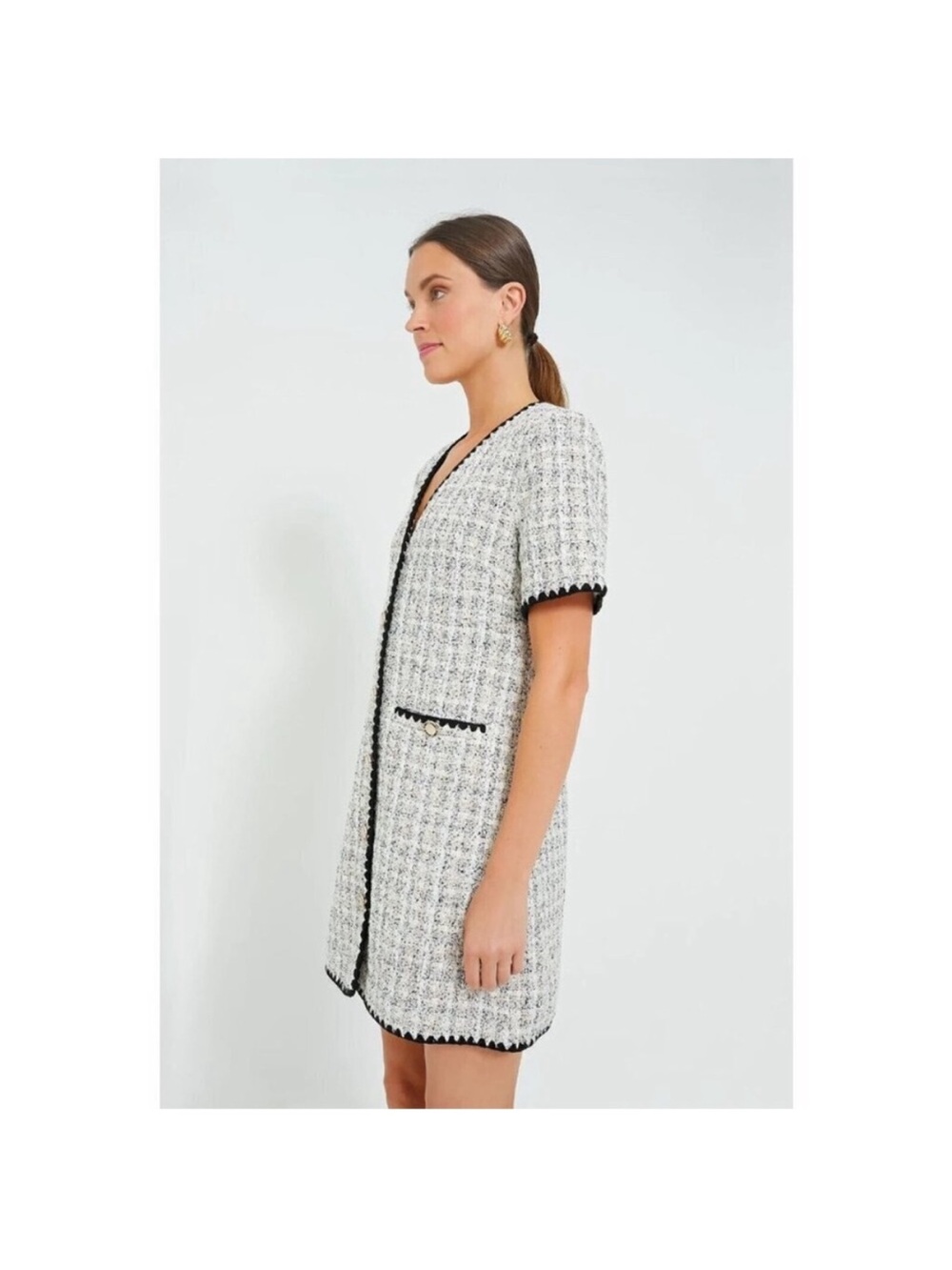 Pomander Place “The Josephine” Black and White Tweed Dress (L) - Picture 5 of 10